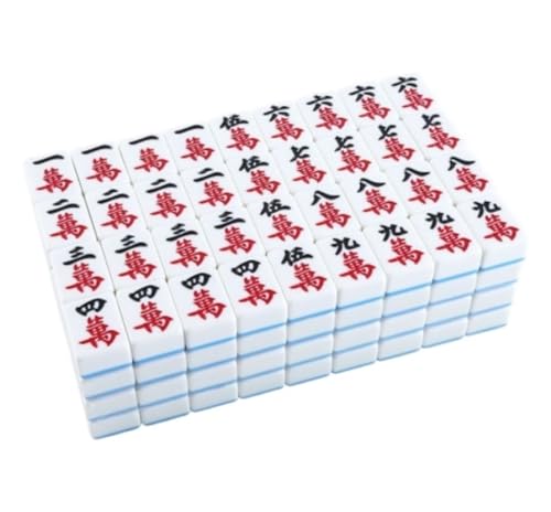 GAOJUNAN Mahjong Fliesen, Mahjong-Set MahJongg 144 Fliesenset Chinesisch Mit Aufbewahrungstasche Chinesisches Mahjong-Spielset Chinesisches Mah Jong(Blue,40mm) von GAOJUNAN