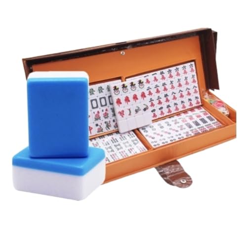 GAOJUNAN Mahjong Fliesen, Mahjong-Set MahJongg-Fliesenset Chinesisches Mahjong-Set 160 Fliesen Klassisches Mahjong-Spielset Mit Etui Chinesisches Mah Jong(Blue) von GAOJUNAN