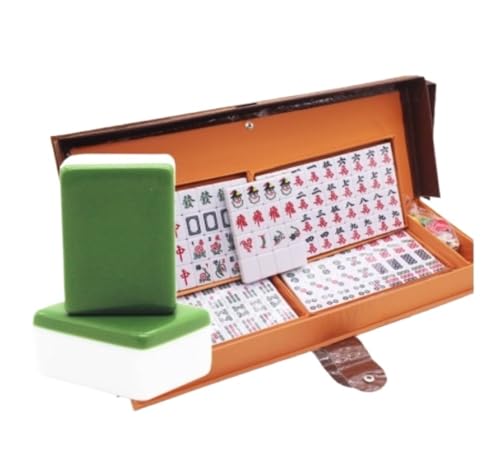 GAOJUNAN Mahjong Fliesen, Mahjong-Set MahJongg-Fliesenset Chinesisches Mahjong-Set 160 Fliesen Klassisches Mahjong-Spielset Mit Etui Chinesisches Mah Jong(Grün) von GAOJUNAN