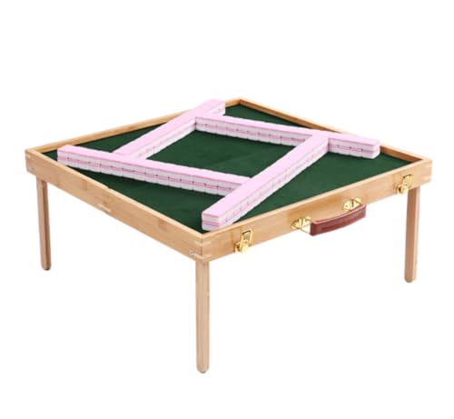 GAOJUNAN Mahjong Fliesen, Mahjong Set Sammeln Party Spiel Traditionelles Spiel Mit Reise Outdoor Tragbare Klapptisch Mahjong Chinesisches Mah Jong(Pink,26mm) von GAOJUNAN