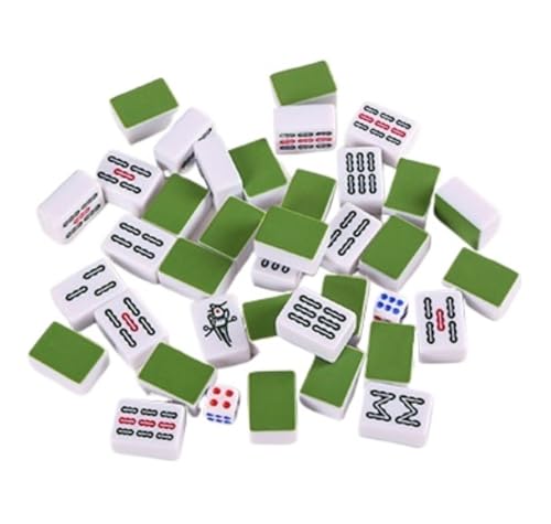 GAOJUNAN Mahjong Fliesen, Mahjong-Spielset, Schlafsaal, Kleines Hand-Mahjong, Tragbares Outdoor-Reiseunterhaltungs-Familienspiel Chinesisches Mah Jong(Grün) von GAOJUNAN