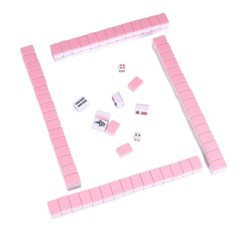 GAOJUNAN Mahjong Fliesen, Mahjong-Spielset, Schlafsaal, Kleines Hand-Mahjong, Tragbares Outdoor-Reiseunterhaltungs-Familienspiel Chinesisches Mah Jong(Pink) von GAOJUNAN