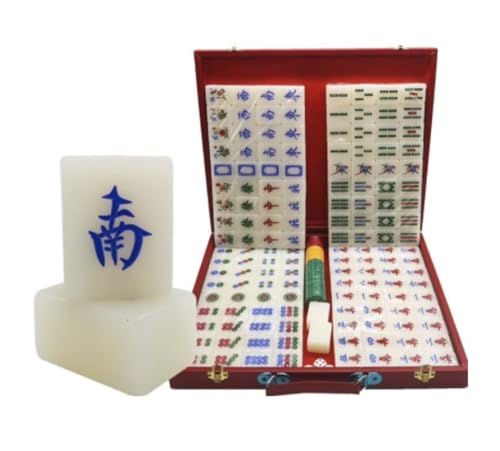 GAOJUNAN Mahjong Fliesen, Mahjong-Spielset Mah Jong Mahjong 144 Fliesen Haushalt Hand Mahjong Fliesen Mahjong Mit Box Chinesisches Mah Jong(36MM) von GAOJUNAN