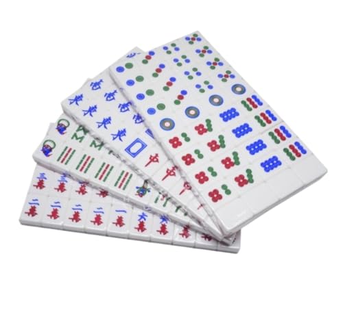 GAOJUNAN Mahjong Fliesen, Mahjong Tragbares Chinesisches Mahjong-Set Mit Box Chinesisches Mahjong-Set 144 Spielsteine Chinesisches Mah Jong(Beige) von GAOJUNAN