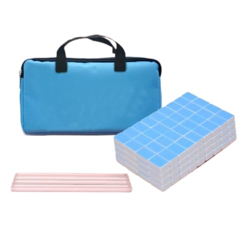 GAOJUNAN Mahjong Fliesen, Mahjong Tragbares Reise-Mahjong-Set for Zuhause, Fliesen Mit Tasche, 144 Klassische Mahjong-Fliesen-Tischdecke Chinesisches Mah Jong(Blue) von GAOJUNAN