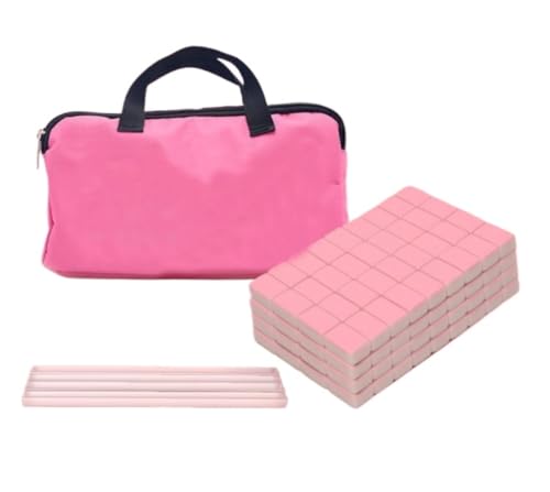 GAOJUNAN Mahjong Fliesen, Mahjong Tragbares Reise-Mahjong-Set for Zuhause, Fliesen Mit Tasche, 144 Klassische Mahjong-Fliesen-Tischdecke Chinesisches Mah Jong(Pink) von GAOJUNAN