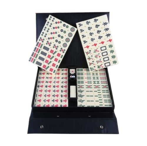 GAOJUNAN Mahjong Fliesen, Manuelles Mahjong Mit 144 Gravierten Spielsteinen, Reise-Familienspiel Mit Aufbewahrungsbox, Familienspiel for 4 Spieler Chinesisches Mah Jong(36MM) von GAOJUNAN