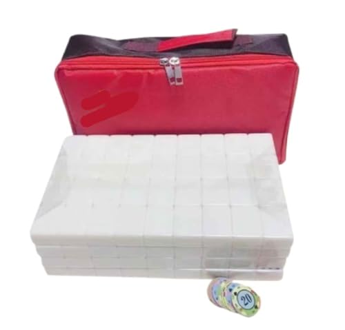 GAOJUNAN Mahjong Fliesen, Professionelles Chinesisches Mahjong-Set Mit 144 Nummerierten Melaminfliesen Und Tragetasche for Zu Hause Chinesisches Mah Jong(White) von GAOJUNAN