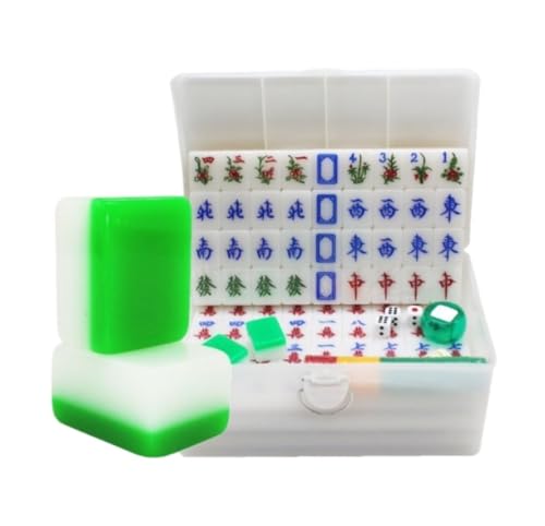 GAOJUNAN Mahjong Fliesen, Professionelles Chinesisches Mahjong-Spielset Mit Reiseetui, Komplette Mahjong-Reisefamilie Mit 144 Spielsteinen Chinesisches Mah Jong(Grün,38mm) von GAOJUNAN