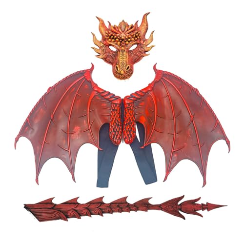 GAOSHA Drachenkostüm für Kinder, Jungen, Mädchen, Halloween, Drachenflügel, Schwanz-Set, Kinder-Drache, Cosplay, Flügel-Kostüm von GAOSHA