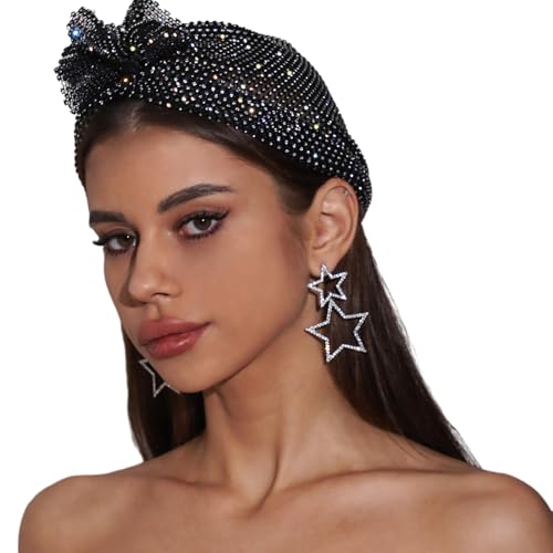 GAOSHA Funkelnder Turbanhut für Damen, Stirnband, voller Strass, Nachtclub, Party, Raves, Kostüm, Blingbling Head Wrap von GAOSHA