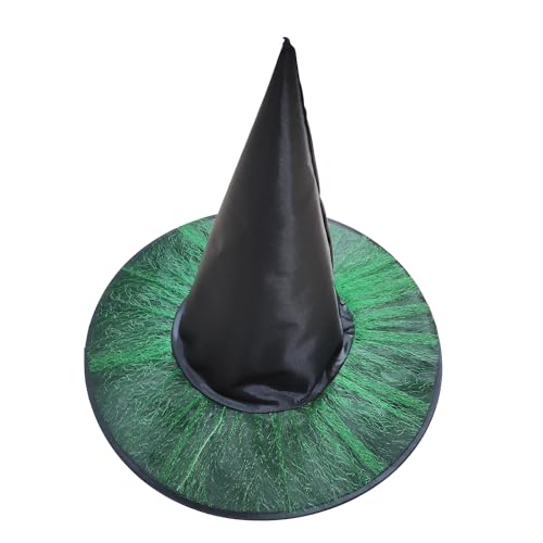 GAOSHA Halloween Hexenhut mit Fransen Spitze Hexenhut Unisex Spitz Hexenhut für Erwachsene Kinder Cosplay Zubehör von GAOSHA