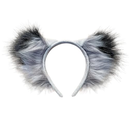 GAOSHA Handgefertigtes Hundeohr-Stirnband Wolf Mädchen Cosplay Zubehör Wolfsohren Pelzanzug Maskerade Halloween Cosplay Party von GAOSHA