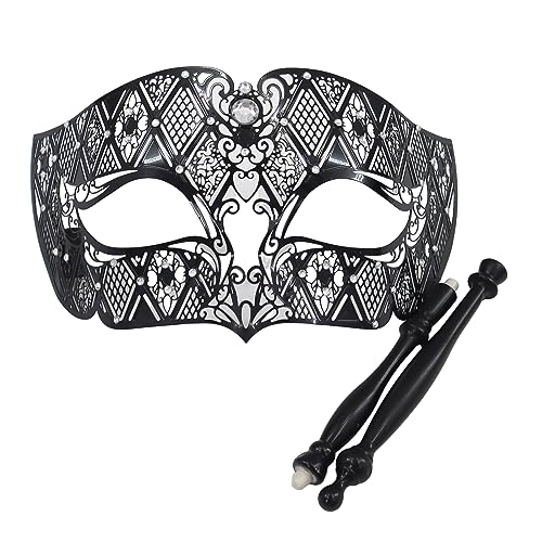 GAOSHA Maskerade mit abnehmbarem Haltestab, Blume, halbes Gesicht, Halloween, Party, Abend, Abschlussball von GAOSHA