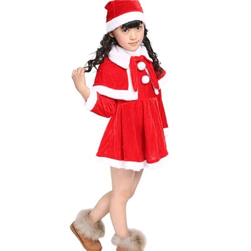 GAOSHA Weihnachtsmannanzug für Kinder, Jungen, Mädchen, Kleid/Oberteil + Hose, Weihnachtsmann-Kostüm, Weihnachtsfeier, Cosplay, Requisiten von GAOSHA