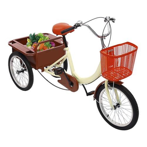 Dreirad Für Erwachsene Tricycle for Adults Höhenverstellbar,Verstellbarer Griff 3 Rad Fahrrad Dreirad Mit Einkaufskorb,Für Erwachsene Und ältere Menschen Mit Einer Höhe Von 1.55-1.75m (Glimmerfarbe) von GAOUSD