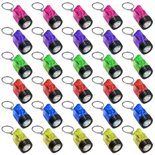 GAOUTO 30PCS Taschenlampe Schlüsselanhänger, 4cm LED Kinder Taschenlampe, Ideal als Mitgebsel und Geschenk Mini Taschenlampe für Kinder Mitgebsel Gastgeschenk, Camping, Outdoor, Wandern von GAOUTO