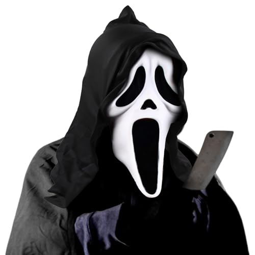 GAOUTO Ghostface Maske: Scream Maske, Ghostface Kostüm Maske, Gruselige Schrei Ghost Face Maske, Halloween Scary Movie Maske, Horror Movie Maske Scream für Masquerade Cosplay Accessories(Weiß) von GAOUTO