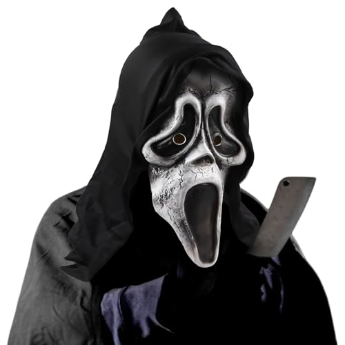 GAOUTO Ghostface Maske: Scream Maske, Ghostface Kostüm Maske, Gruselige Schrei Ghost Face Maske, Halloween Scary Movie Maske, Horror Movie Maske Scream für Masquerade Cosplay Accessories von GAOUTO