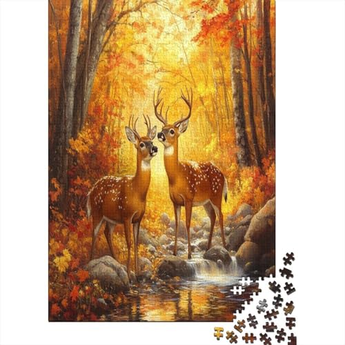 3D Fall Forest with Deer 1000-teiliges Puzzle Lernspiel Spielzeug Geschenk Puzzle 1000 Teile Holzpuzzle Erwachsene Schwieriges Für Erwachsene Und Kinder Ab 12 Jahren 1000pcs (75x50cm) von GAOYUCHUN