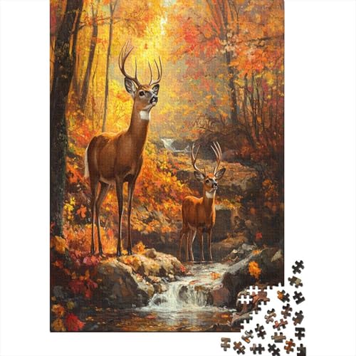 3D Fall Forest with Deer Puzzle 1000 Teile Abbauen Familien Holzpuzzle Erwachsene Stressabbau-Spielzeug Erwachsene Und Kinder Ab 14 Jahren 1000pcs (75x50cm) von GAOYUCHUN