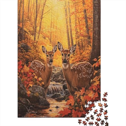 3D Fall Forest with Deer Puzzle 1000 Teile Erwachsene Abbauen Familien Holzpuzzle Erwachsene Für Erwachsene Und Kinder Ab 12 Jahren 1000pcs (75x50cm) von GAOYUCHUN