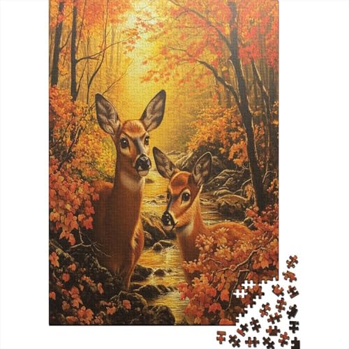 3D Fall Forest with Deer Puzzle 1000 Teile Erwachsene Stressabbau-Spielzeug Holzpuzzle Erwachsene Herausforderung Erwachsene Und Kinder Ab 14 Jahren 1000pcs (75x50cm) von GAOYUCHUN