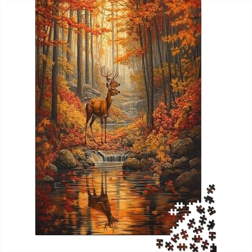 3D Fall Forest with Deer Puzzle 1000 Teile Lernspiel Spielzeug Geschenk Holzpuzzle Erwachsene Abbauen Familien Für Erwachsene Und Kinder 1000pcs (75x50cm) von GAOYUCHUN