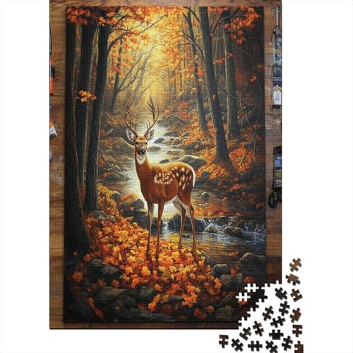 3D Fall Forest with Deer Puzzle 1000 Teile UnregelmaBige Einzigartige Holzpuzzle Erwachsene Herausforderung Für Erwachsene Und Kinder 1000pcs (75x50cm) von GAOYUCHUN