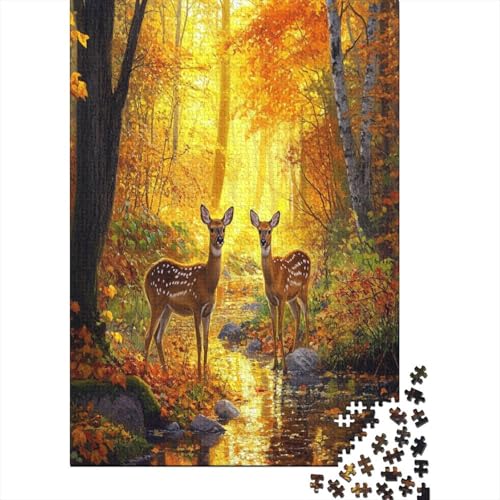 3D Fall Forest with Deer Puzzle 1000 Teile UnregelmaBige Einzigartige Holzpuzzle Erwachsene Herausforderung Für Erwachsene Und Kinder Ab 12 Jahren 1000pcs (75x50cm) von GAOYUCHUN