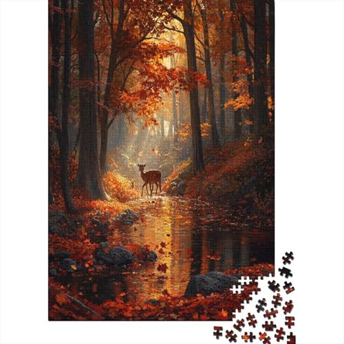 3D Fall Forest with Deer Puzzle 1000 Teile UnregelmaBige Einzigartige Holzpuzzles Herausforderung Für Erwachsene Und Kinder Ab 12 Jahren 1000pcs (75x50cm) von GAOYUCHUN