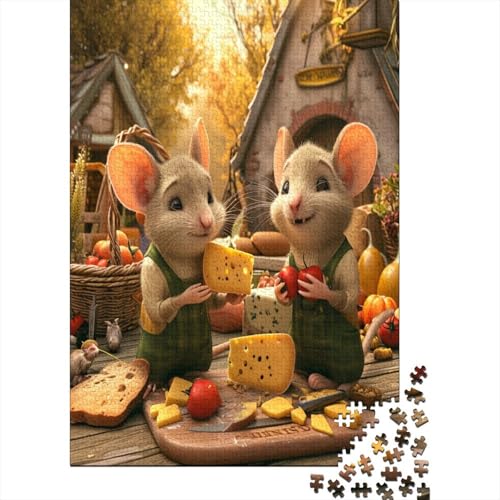 Adorable Mice 300-teiliges Puzzle Für Erwachsene Kinder Geschicklichkeitsspiel Für Die Ganze Familie Für Erwachsene Und Kinder Ab 12 Jahren 300pcs (40x28cm) von GAOYUCHUN