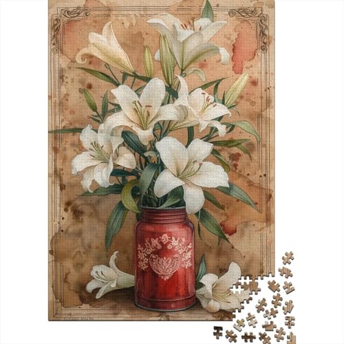 Antique White Bouquet Puzzle 1000 Teile Für Erwachsene Heimdekoration Einfache Klassische Puzzles Erwachsene Kinder 1000 Teile (75 x 50 cm) von GAOYUCHUN