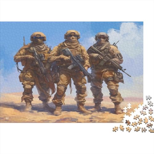 Army Squad 1000 Teile Puzzle Dekoration für Zuhause Holzpuzzle Jigsaw Puzzle für Erwachsene und Kinder 1000 Teile (75 x 50 cm) von GAOYUCHUN