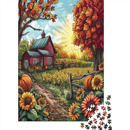 Autumn Doodles Puzzle 1000 Teile für Erwachsene Wohnkultur Holzpuzzle Familie oder Kinder Puzzle 1000 Teile (75 x 50 cm) von GAOYUCHUN