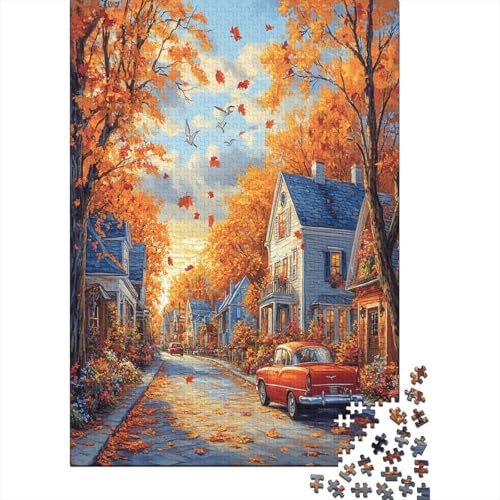 Autumn Streets 1000 Teile Puzzles Lernspiel Spielzeug Geschenk Puzzle 1000 Teile Puzzles Heim Dekoration Stressabbau-Spielzeug Für Erwachsene Und Kinder Ab 12 Jahren 1000pcs (75x50cm) von GAOYUCHUN