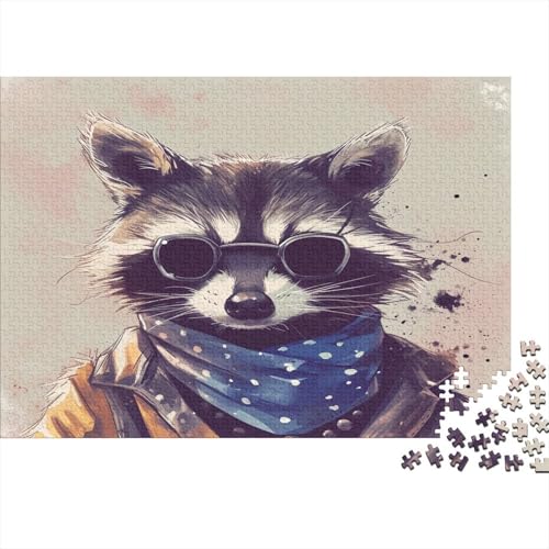 Bandit Racoon 500 Jigsaw Puzzle Kunst Puzzle Kunst für Zuhause zum Stressabbau Puzzle Familie oder Kinder Puzzle 500 Teile (52 x 38 cm) von GAOYUCHUN