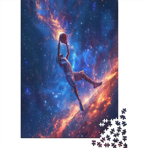 Basketball Player Dunking in Space Puzzle 300 Teile Für Erwachsene Puzzles Geschicklichkeitsspiel Für Die Ganze Familie Für Erwachsene Und Kinder Ab 12 Jahren 300pcs (40x28cm) von GAOYUCHUN