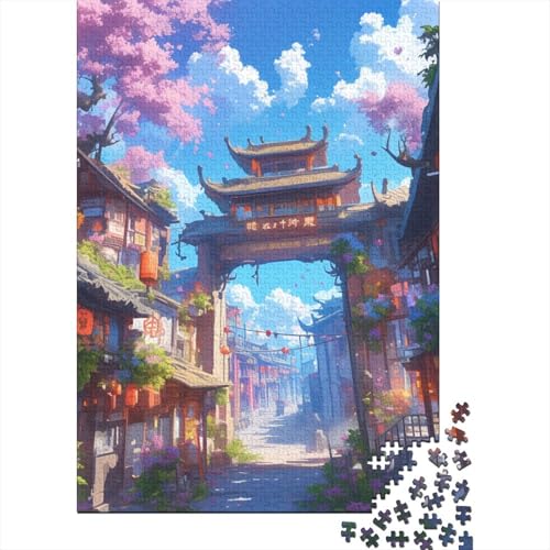 Beautiful Ancient Street 1000 Teile Puzzles Lernspiel Spielzeug Geschenk Puzzle 1000 Teile Puzzles Heim Dekoration Stressabbau-Spielzeug Für Erwachsene Und Kinder Ab 12 Jahren 1000pcs (75x50cm) von GAOYUCHUN