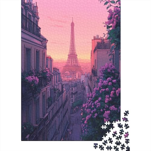 Beautiful Eiffel Tower 1000-teiliges Puzzle Herausforderung Puzzle 1000 Teile Holzpuzzle Erwachsene Stressabbau-Spielzeug Für Erwachsene Und Kinder Ab 12 Jahren 1000pcs (75x50cm) von GAOYUCHUN