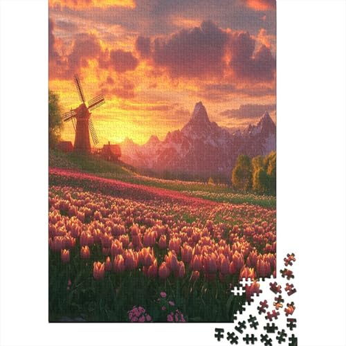 Beautiful Field of Tulips Puzzle 1000 Teile Erwachsene Lernspiel Spielzeug Geschenk Holzpuzzles Für Erwachsene Und Kinder Ab 12 Jahren 1000pcs (75x50cm) von GAOYUCHUN