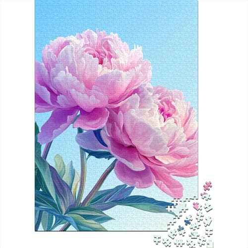 Beautiful Pink Peonies 1000 Teile Puzzles Lernspiel Spielzeug Geschenk Puzzle 1000 Teile Holzpuzzles Heim Dekoration Erwachsene Und Kinder Ab 14 Jahren 1000pcs (75x50cm) von GAOYUCHUN