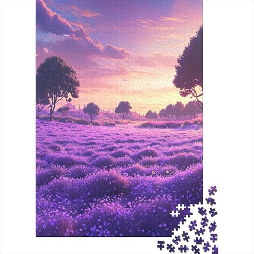 Beautiful Purple Flower Field 1000 Teile Puzzles Lernspiel Spielzeug Geschenk Puzzle 1000 Teile Puzzles Heim Dekoration Stressabbau-Spielzeug Für Erwachsene Und Kinder Ab 12 Jahren 1000pcs (75x50cm) von GAOYUCHUN