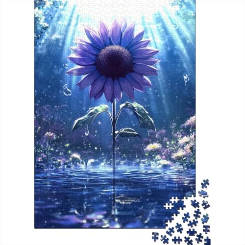 Beautiful Purple Sunflowe Puzzle 1000 Teile Geschenkideen Holzpuzzle Erwachsene UnregelmaBige Einzigartige Für Erwachsene Und Kinder Ab 12 Jahren 1000pcs (75x50cm) von GAOYUCHUN