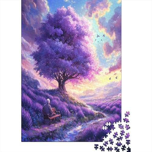 Beautiful Purple Tree Puzzle 1000 Teile Erwachsene Lernspiel Spielzeug Geschenk Holzpuzzle Erwachsene Für Erwachsene Und Kinder 1000pcs (75x50cm) von GAOYUCHUN