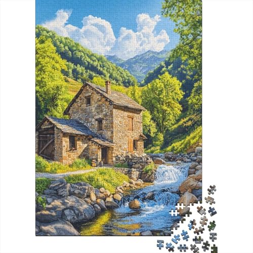 Beautiful Stone House Puzzle 1000 Teile Erwachsene Stressabbau-Spielzeug Holzpuzzle Erwachsene Herausforderung Erwachsene Und Kinder Ab 14 Jahren 1000pcs (75x50cm) von GAOYUCHUN