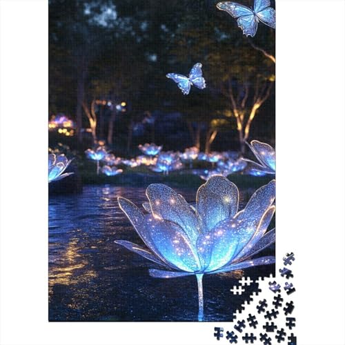 Bioluminescent Flowers 1000 Stück Puzzles Stressabbau-Spielzeug Puzzle 1000 Teile Holzpuzzle Erwachsene Heim Dekoration Erwachsene Und Kinder Ab 14 Jahren 1000pcs (75x50cm) von GAOYUCHUN