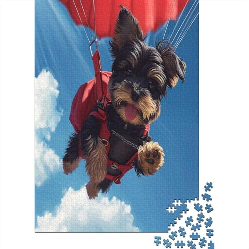 Black Yorkie Puppy 1000-teiliges Puzzle Für Erwachsene Kinder Geschicklichkeitsspiel Für Die Ganze Familie Für Erwachsene Und Kinder Ab 12 Jahren 1000pcs (75x50cm) von GAOYUCHUN