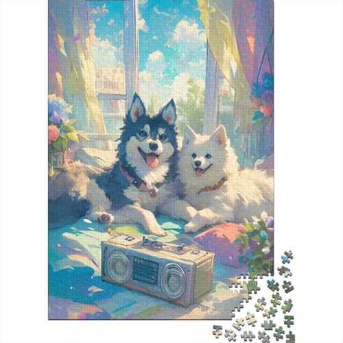 Black and White Dogs 1000 Teile Puzzles Lernspiel Spielzeug Geschenk Puzzle 1000 Teile Puzzles Heim Dekoration Stressabbau-Spielzeug Für Erwachsene Und Kinder Ab 12 Jahren 1000pcs (75x50cm) von GAOYUCHUN