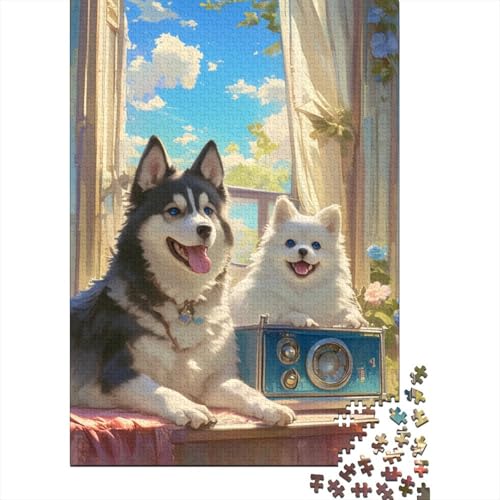 Black and White Dogs 1000 Teile Puzzles Lernspiel Spielzeug Geschenk Puzzle 1000 Teile Puzzles Heim Dekoration Stressabbau-Spielzeug Für Erwachsene Und Kinder Ab 12 Jahren 1000pcs (75x50cm) von GAOYUCHUN